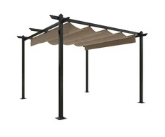Sodo pavėsinė su įtraukiamu stogu, taupe spalvos, 3x3m