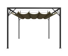 Sodo pavėsinė su įtraukiamu stogu, taupe spalvos, 3x3m, 180g/m²