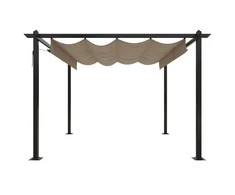 Sodo pavėsinė su įtraukiamu stogu, taupe spalvos, 3x3m