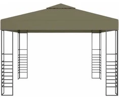 Sodo pavėsinė su lempučių girliandomis LED, taupe, 3x3m