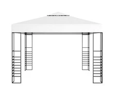 Sodo pavėsinė su lempučių girliandomis LED, balta, 3x3m