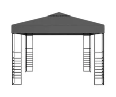 Sodo pavėsinė su lempučių girliandomis LED, antracito, 3x3m