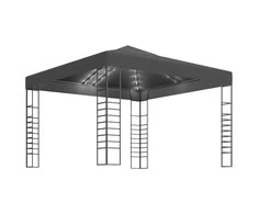 Sodo pavėsinė su lempučių girliandomis LED, antracito, 3x3m