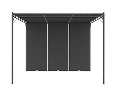 Sodo pavėsinė su šonine užuolaida, antracito spalvos, 3x3x2,25m