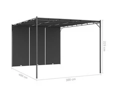 Sodo pavėsinė su šonine užuolaida, antracito spalvos, 4x3x2,25m