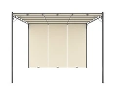 Sodo pavėsinė su šonine užuolaida, kreminės spalvos, 4x3x2,25m