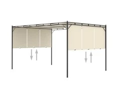 Sodo pavėsinė su šonine užuolaida, kreminės spalvos, 4x3x2,25m