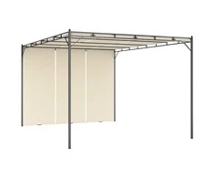 Sodo pavėsinė su šonine užuolaida, kreminės spalvos, 4x3x2,25m