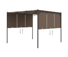 Sodo pavėsinė su šonine užuolaida, taupe spalvos, 3x3x2,25m