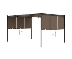 Sodo pavėsinė su šonine užuolaida, taupe spalvos, 4x3x2,25m