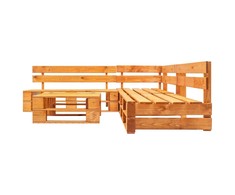 Lauko baldų komplektas Sodo komplektas iš palečių, 4 dalių, medaus ruda, mediena