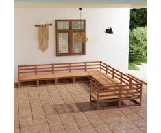 Lauko baldų komplektas Sodo poilsio baldų komplektas, 10 dalių, pušies masyvas
