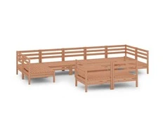 Lauko baldų komplektas Sodo poilsio baldų komplektas, 10 dalių, medaus rudas, pušis