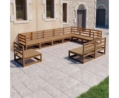 Lauko baldų komplektas Sodo poilsio baldų komplektas, 10 dalių, rudas, pušies masyvas