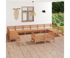 Lauko baldų komplektas Sodo poilsio baldų komplektas, 12 dalių, medaus rudas, pušis