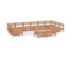 Lauko baldų komplektas Sodo poilsio baldų komplektas, 12 dalių, medaus rudas, pušis