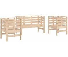 Lauko baldų komplektas Sodo poilsio baldų komplektas, 3 dalių, pušies medienos masyvas