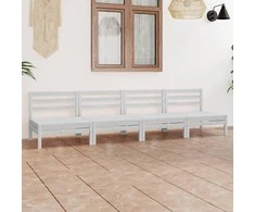 Lauko baldų komplektas Sodo poilsio baldų komplektas, 4 dalių, baltas, pušies masyvas