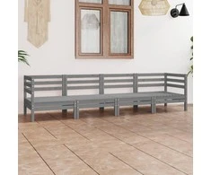 Lauko baldų komplektas Sodo poilsio baldų komplektas, 4 dalių, pilkas, pušies masyvas