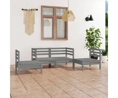 Lauko baldų komplektas Sodo poilsio baldų komplektas, 4 dalių, pilkas, pušies masyvas