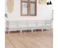 Lauko baldų komplektas Sodo poilsio baldų komplektas, 4 dalių, baltas, pušies masyvas