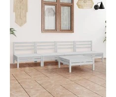 Lauko baldų komplektas Sodo poilsio baldų komplektas, 5 dalių, baltas, pušies masyvas
