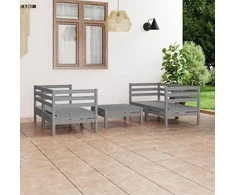 Lauko baldų komplektas Sodo poilsio baldų komplektas, 5 dalių, pilkas, pušies masyvas