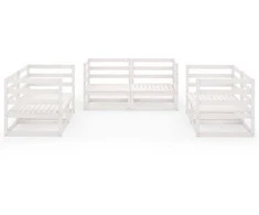 Lauko baldų komplektas Sodo poilsio baldų komplektas, 6 dalių, baltas, pušies masyvas