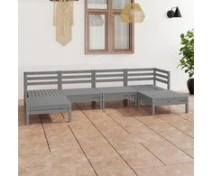 Lauko baldų komplektas Sodo poilsio baldų komplektas, 6 dalių, pilkas, pušies masyvas