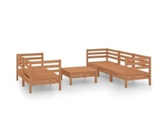 Lauko baldų komplektas Sodo poilsio baldų komplektas, 6 dalių, medaus rudas, pušis