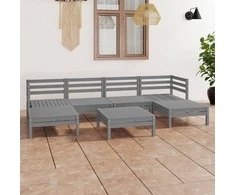 Lauko baldų komplektas Sodo poilsio baldų komplektas, 7 dalių, pilkas, pušies masyvas