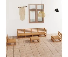 Lauko baldų komplektas Sodo poilsio baldų komplektas, 7 dalių, rudas, pušies masyvas