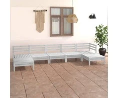 Lauko baldų komplektas Sodo poilsio baldų komplektas, 7 dalių, baltas, pušies masyvas