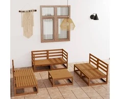 Lauko baldų komplektas Sodo poilsio baldų komplektas, 7 dalių, rudas, pušies masyvas