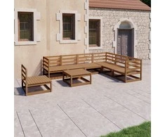 Lauko baldų komplektas Sodo poilsio baldų komplektas, 8 dalių, rudas, pušies masyvas