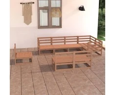 Lauko baldų komplektas Sodo poilsio baldų komplektas, 8 dalių, rudas, pušies masyvas