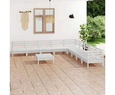 Lauko baldų komplektas Sodo poilsio baldų komplektas, 10 dalių, baltas, pušies masyvas