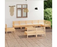 Lauko baldų komplektas Sodo poilsio komplektas, 10 dalių, pušies medienos masyvas