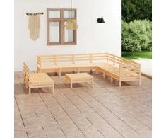 Lauko baldų komplektas Sodo poilsio baldų komplektas, 10 dalių, pušies masyvas