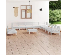 Lauko baldų komplektas Sodo poilsio baldų komplektas, 12 dalių, baltas, pušies masyvas