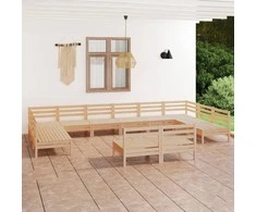 Lauko baldų komplektas Sodo poilsio baldų komplektas, 12 dalių, pušies masyvas