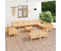 Lauko baldų komplektas Sodo poilsio baldų komplektas, 13 dalių, pušies masyvas