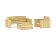 Lauko baldų komplektas Sodo poilsio komplektas, 3 dalių, impregnuota pušies mediena