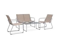Lauko baldų komplektas Sodo poilsio komplektas, 4 dalių, taupe, audinys ir plienas