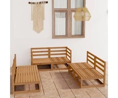 Lauko baldų komplektas Sodo poilsio komplektas, 6 dalių, medaus rudas, pušies masyvas