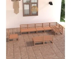 Lauko baldų komplektas Sodo poilsio komplektas, 9 dalių, medaus rudas, pušies masyvas