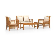 Lauko baldų komplektas Sodo komplektas su pagalvėlėmis, 4 dalių, akacijos masyvas