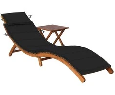 Sodo saulės gultas su staliuku ir čiužinuku, akacijos masyvas