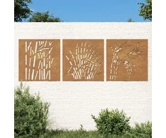 Nuotraukų rėmelis Sodo sienos dekoracija, 3 dalių, 55x55cm, corten plienas