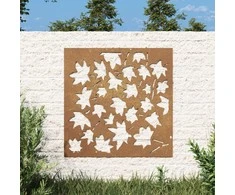 Nuotraukų rėmelis Sodo sienos dekoracija, 55x55cm, corten plienas, klevo lapai